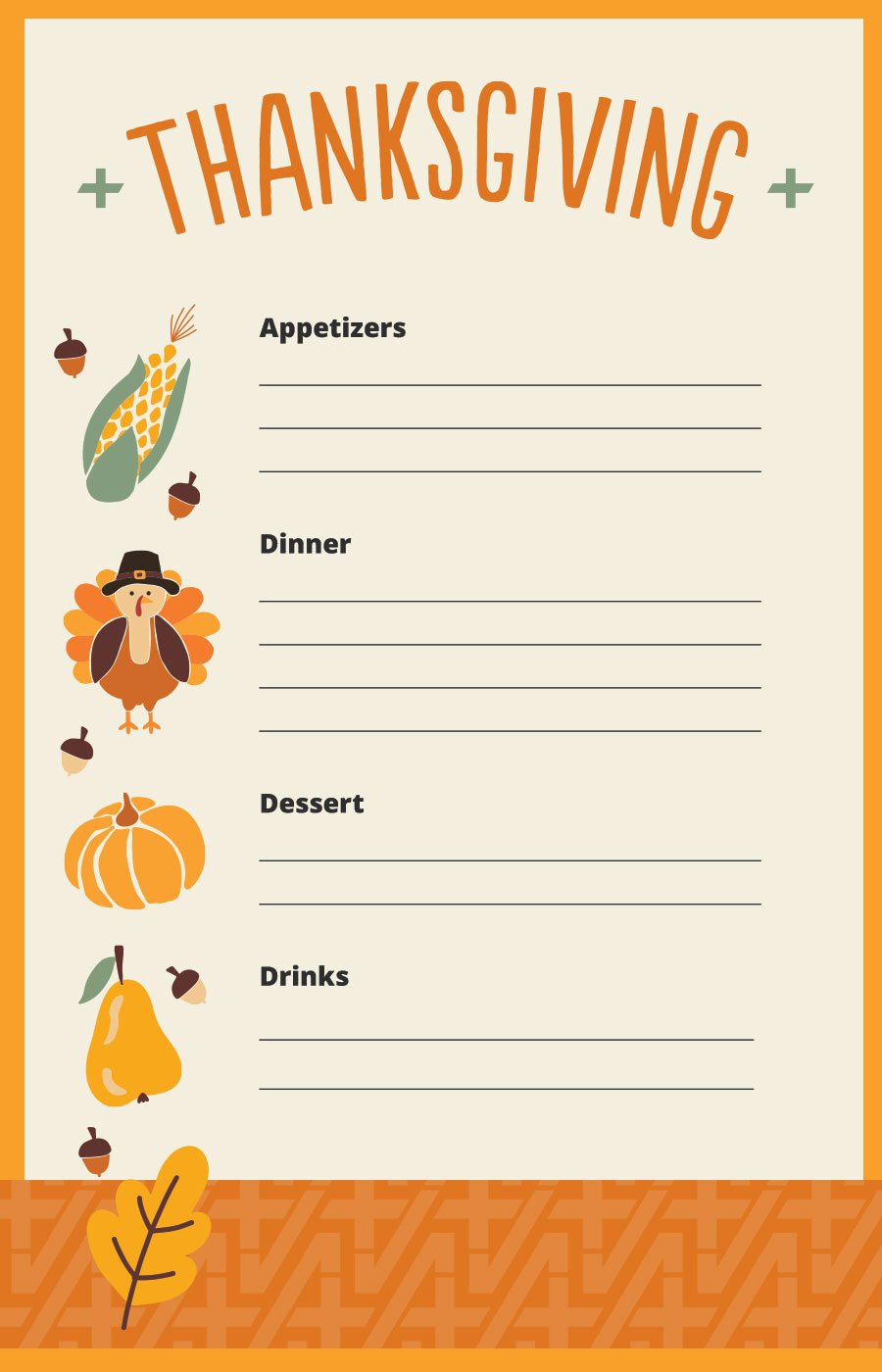 Thanksgiving shopping list